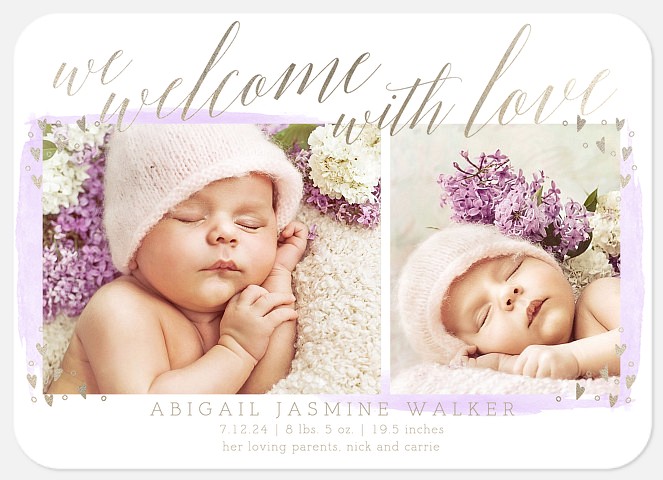 Lavender Glow Baby Birth Announcements