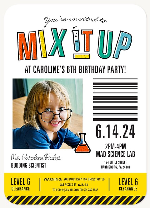 Budding Scientist Kids Birthday Invitations