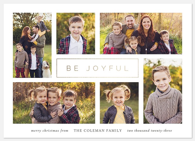 Modern Joy Collage Holiday Photo Cards