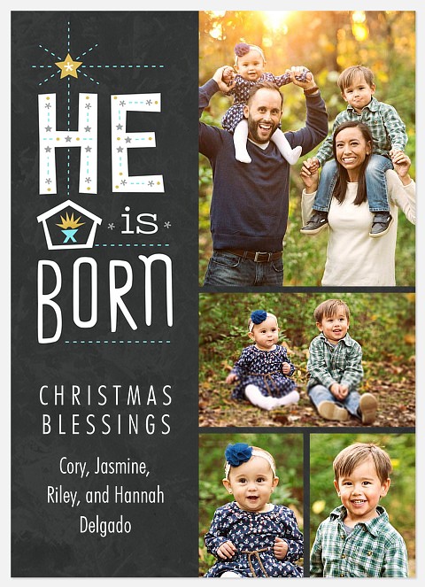 He Is Born Holiday Photo Cards