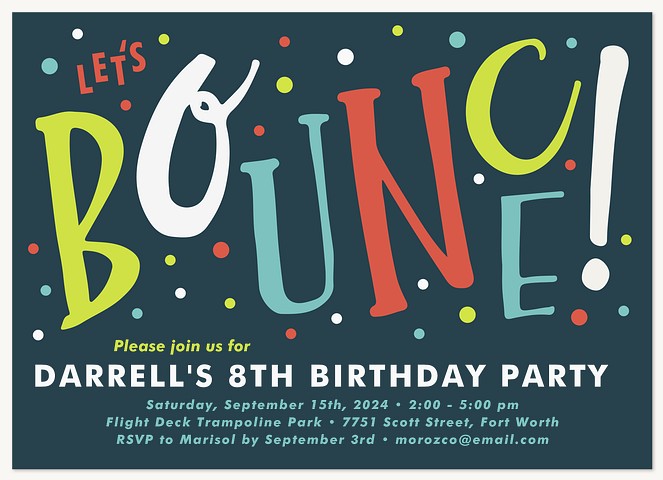 Big Bounce Kids Birthday Invitations