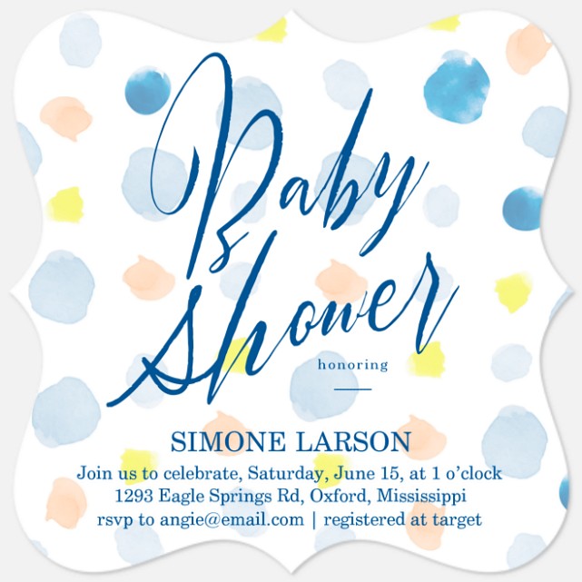 Watercolor Dots Baby Shower Invitations