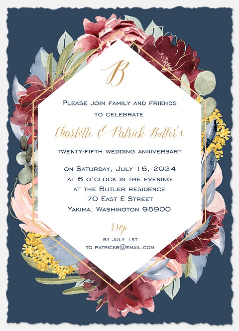  Floral & Brass Anniversary Invitations