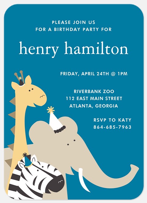Party Animals Kids' Birthday Invitations