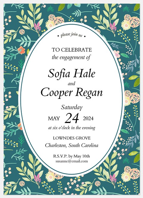 Delicate Flowers Engagement Party Invitations