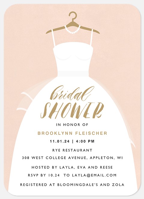 White Dress Bridal Shower Invitations