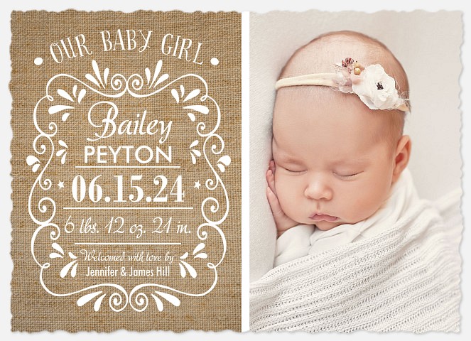 Country Charm Baby Birth Announcements