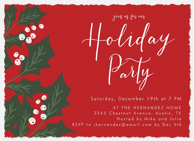 Holiday Holly Holiday Party Invitations