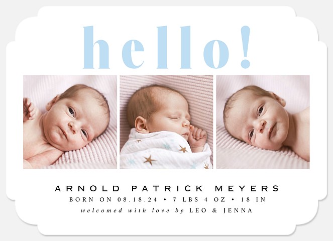 Grand Hello Baby Birth Announcements