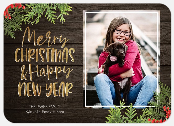Rustic Inline Holiday Photo Cards
