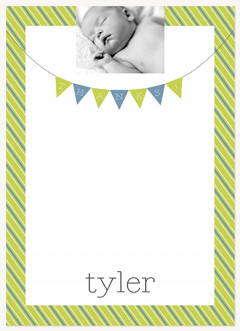 Lime Stripe Baby Thank You Cards