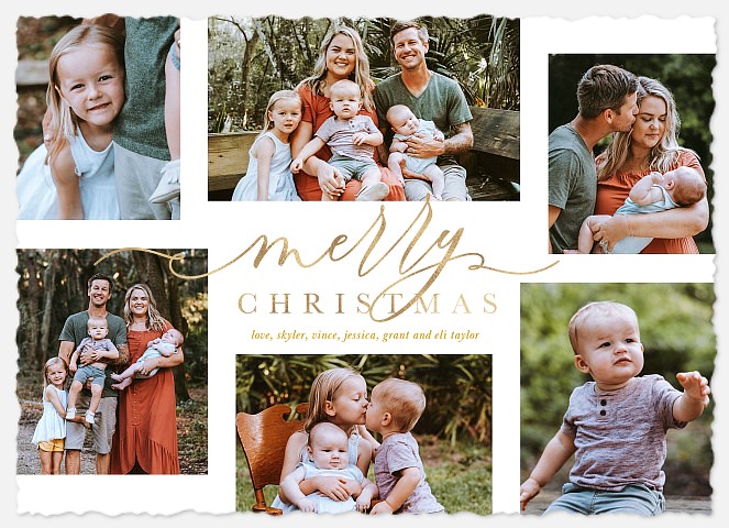 Script in Gold Holiday Photo Cards