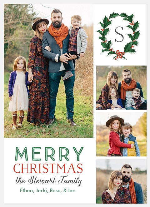 Holly Laurels Holiday Photo Cards