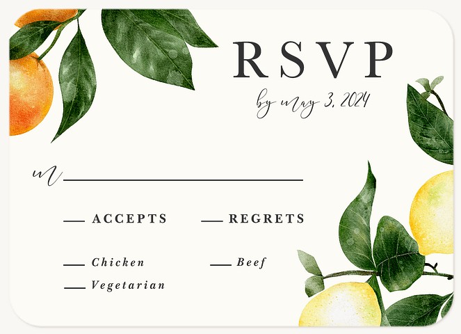 Charming Citrus Wedding RSVP Cards