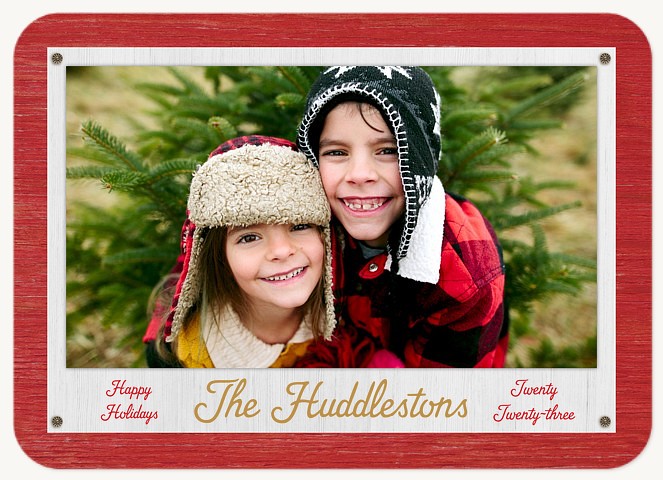 Red Wood Personalized Holiday Cards