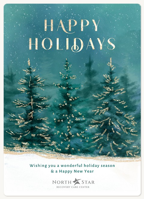 Glistening Evergreens Holiday & Christmas Magnet Cards