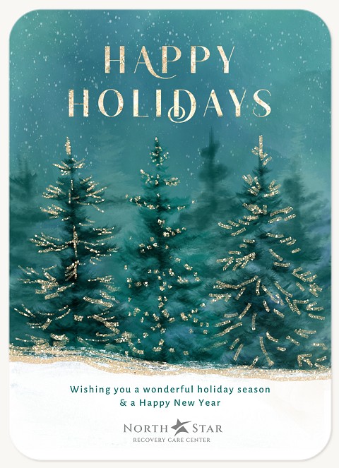 Glistening Evergreens Business Holiday Cards