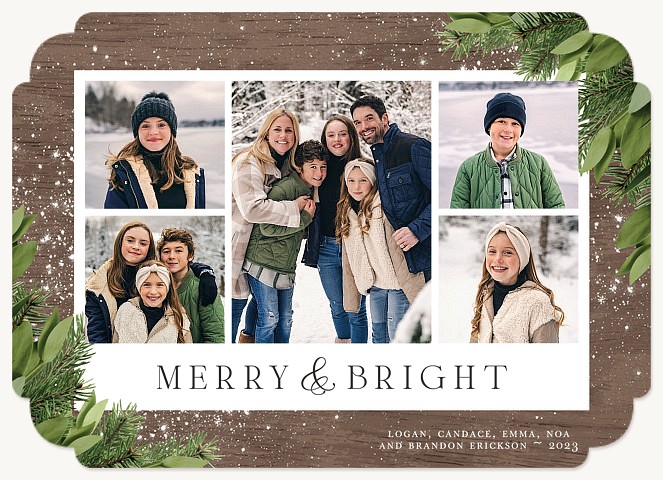 Fresh Greenery Personalized Holiday Cards