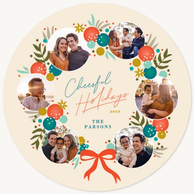 Circle Wreath Personalized Holiday Cards