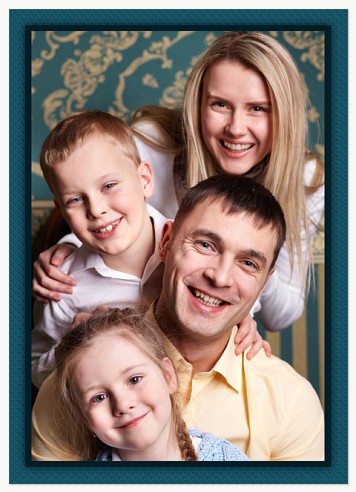 Single Vertical - Blue Frame Personalised Cards