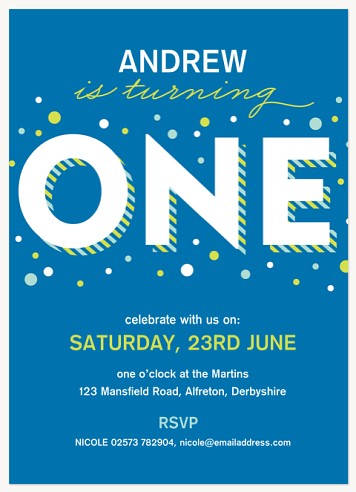 Bright One Kids Birthday Invitations