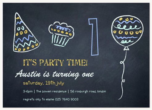 Blackboard B-day Kids Birthday Invitations
