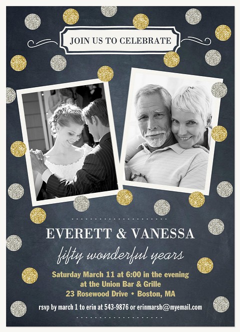 Silver & Gold Wedding Anniversary Invitations