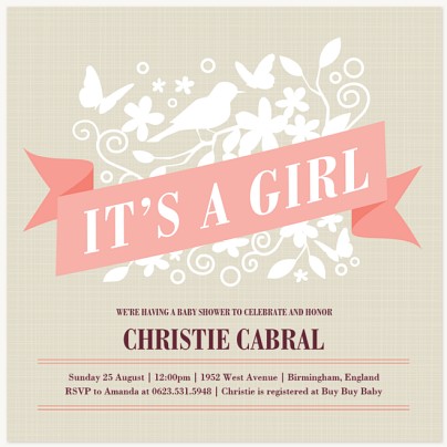 Pretty Linen Baby Shower Invites 