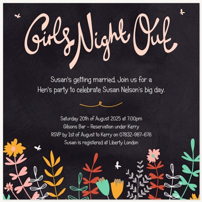Enchanting Evening Flowers Hen Party Invitations