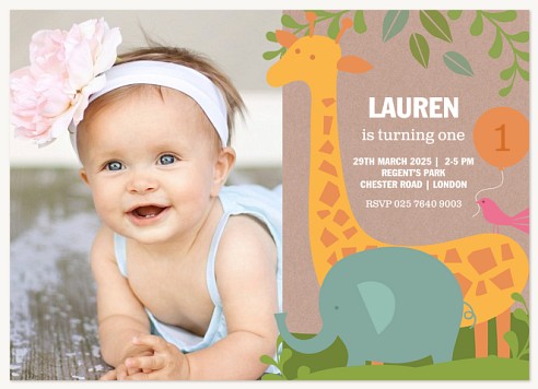 Safari Buddies Kids Birthday Invitations