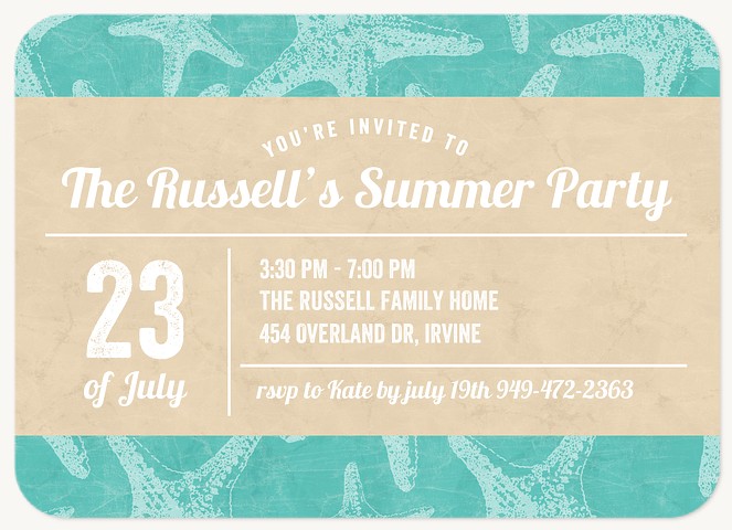 Starfish Party Summer Party Invitations