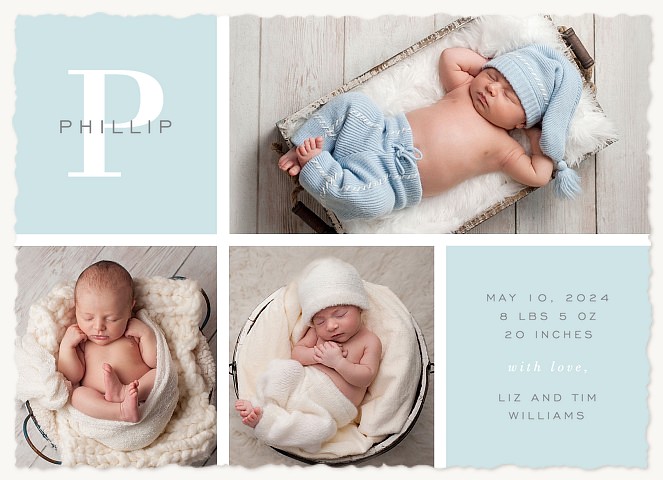 Distinguished Initial Boy Baby Announcements