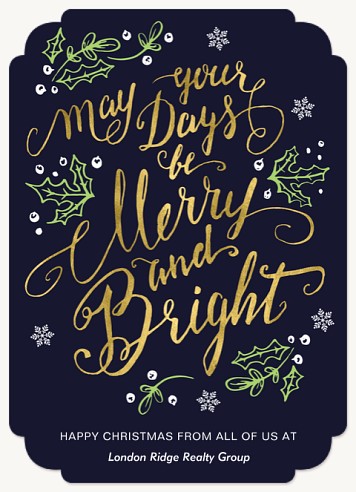 Shining Calligraphy Christmas Cards for Business