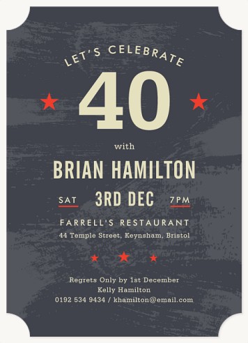 Classic Stars Adult Birthday Party Invitations