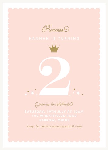 Royal Crown Kids Birthday Invitations