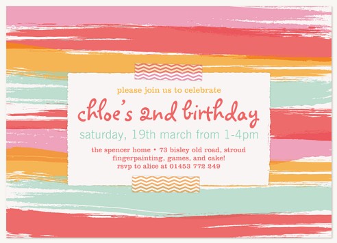 Sherbert Stripes Kids Birthday Invitations