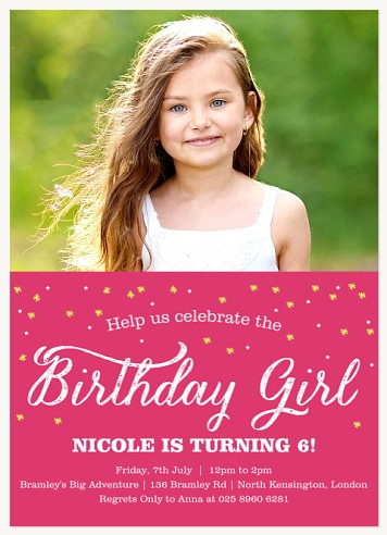 Confetti Sparkle Kids Birthday Invitations