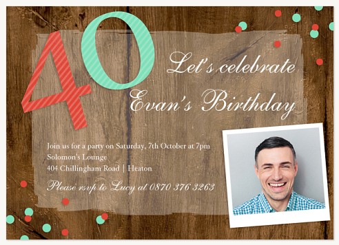 Rustic Confetti Adult Birthday Party Invitations