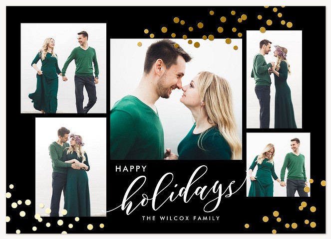 Iridescent Confetti Personalized Holiday Cards