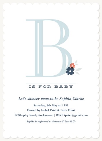 B is for Baby Baby Shower Invites