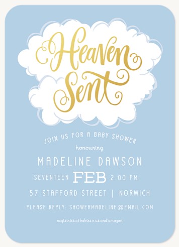 Heavenly Days Baby Boy Shower Invitations, Baby Shower Invitations