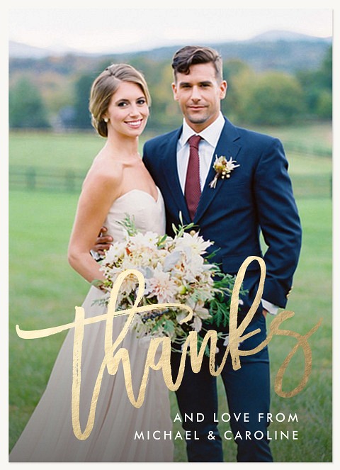 Gilded Thanks Wedding Thank You Cards