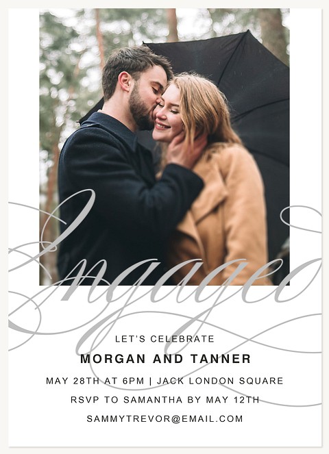 Silver Engagement Engagement Party Invitations