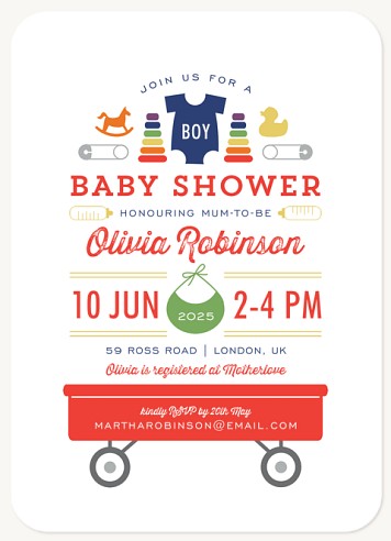 Toy Wagon Baby Shower Invites 
