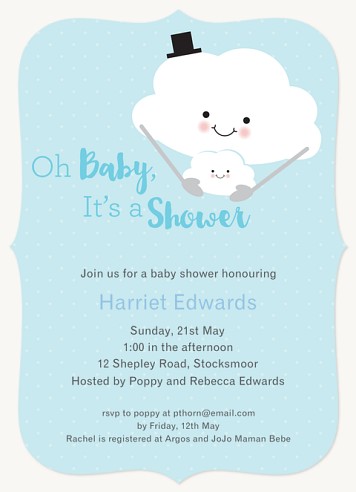 Fluffy Clouds Baby Shower Invites
