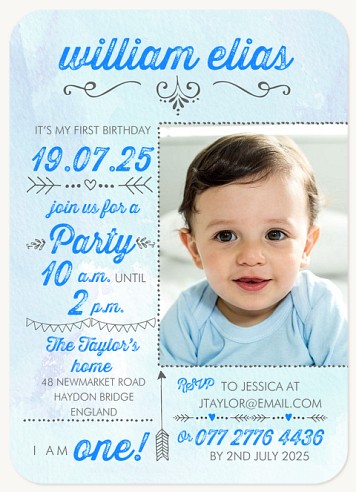 Blue Birthday Chart Kids Birthday Invitations
