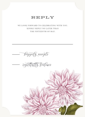 Dahlia Adornment Wedding RSVP Cards