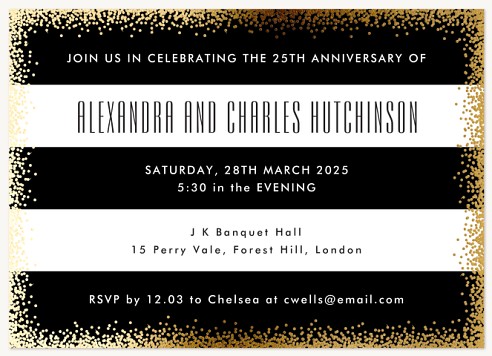 Stripes & Shimmer Wedding Anniversary Invitations