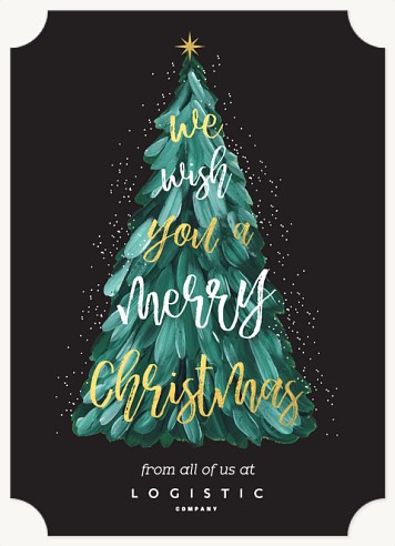 Brushstroke Pine Christmas Cards for Business