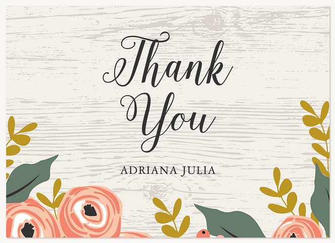 Painted Peonies Quinceañera Thank You Cards